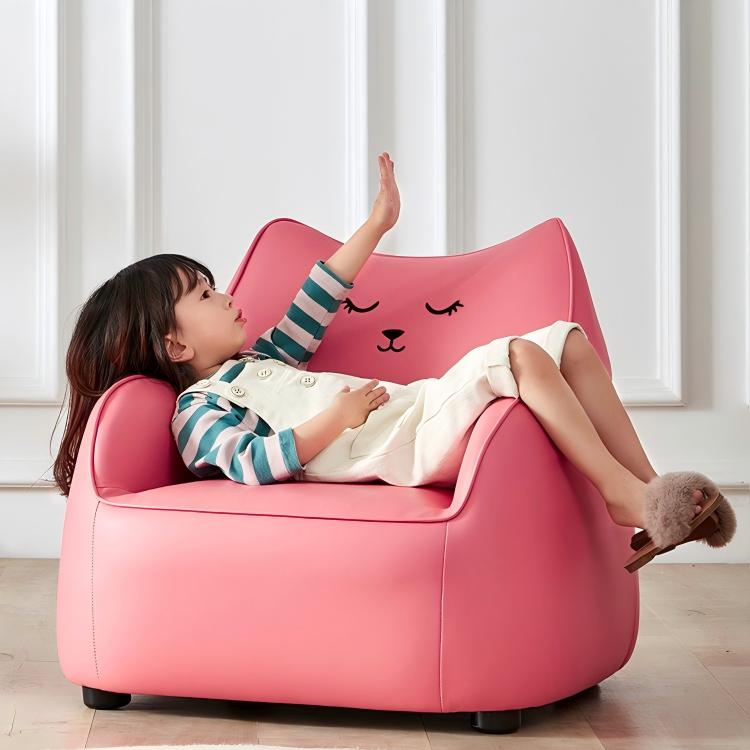 High Density PU Sponge Kids Sofa, Soft Waterproof Vinyl Toddler Lounge Chair, Anti-Slip Portable Chi